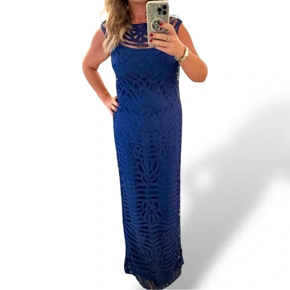 Lauren Ralph Lauren Blue Lace Maxi Dress – Size 12 – NWT - Picture 3 of 9